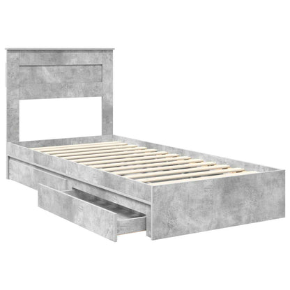 Letto con Contenitore con testiera Grigio cemento 75 x 190 cm | homemem39