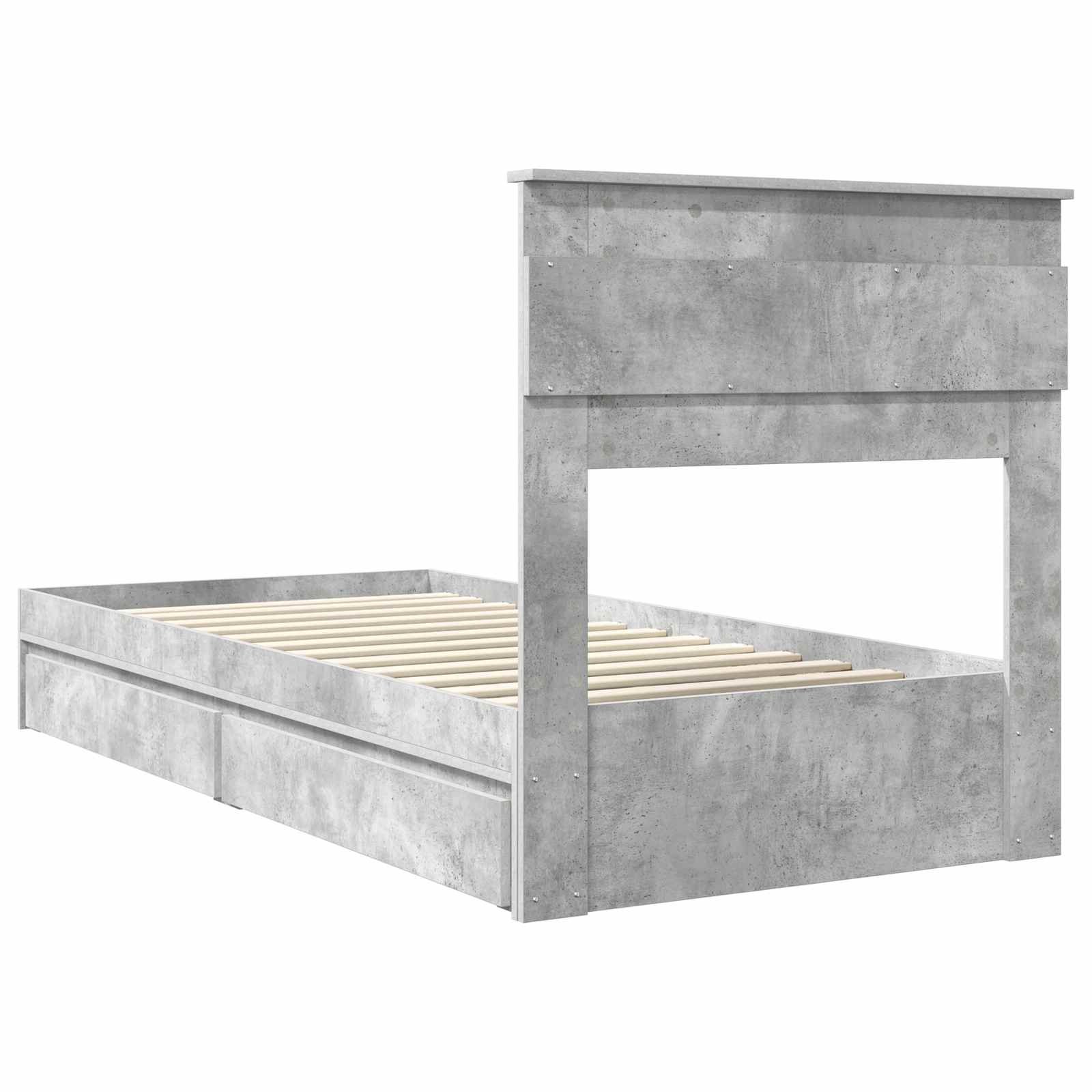 Letto con Contenitore con testiera Grigio cemento 75 x 190 cm | homemem39