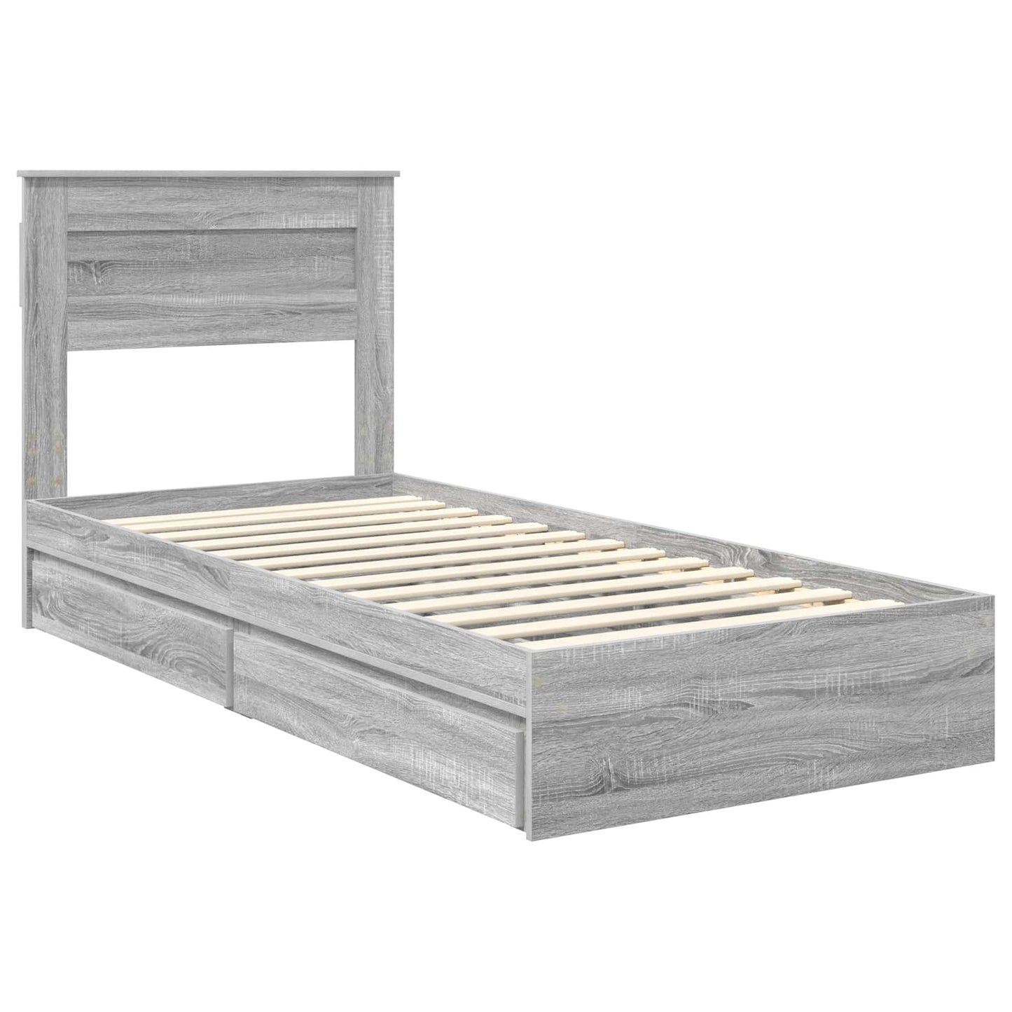 Letto con Contenitore con testiera Grigio Sonoma 75 x 190 cm | homemem39