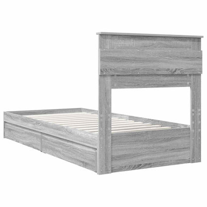 Letto con Contenitore con testiera Grigio Sonoma 75 x 190 cm | homemem39