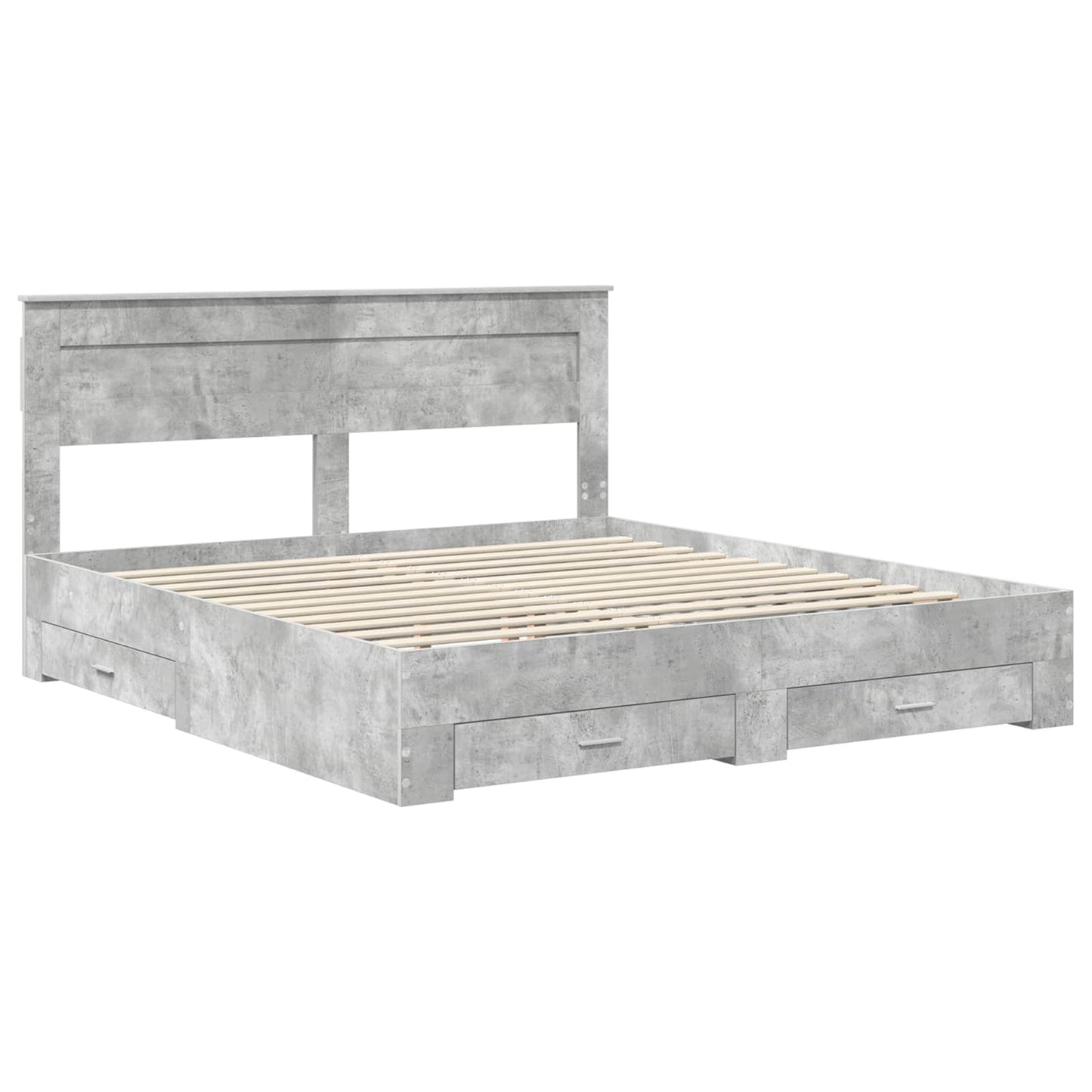 Struttura del letto con testiera Grigio cemento 200 x 200 cm | homemem39