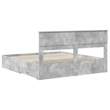 Struttura del letto con testiera Grigio cemento 200 x 200 cm | homemem39