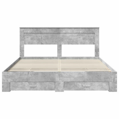 Struttura del letto con testiera Grigio cemento 200 x 200 cm | homemem39