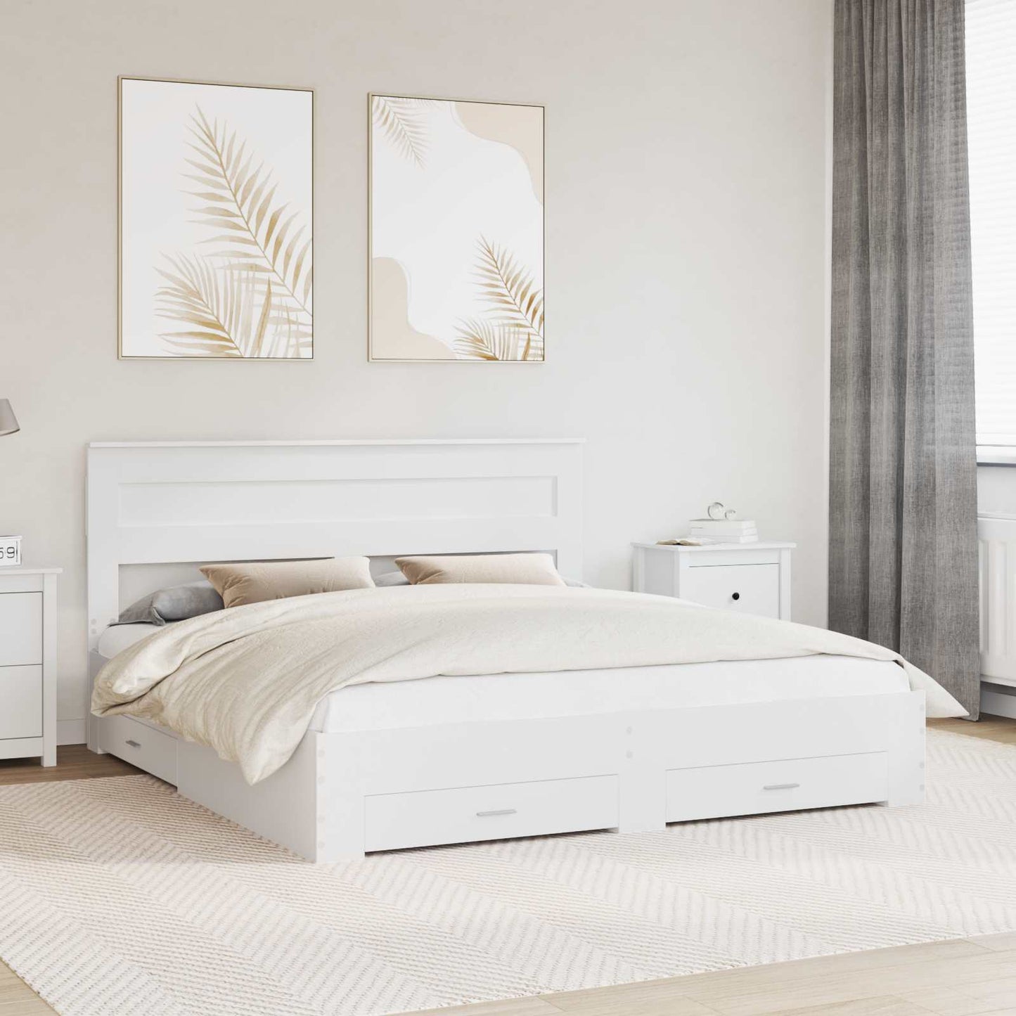 Struttura del letto Bianco 180 x 200 cm Legno multistrato | homemem39