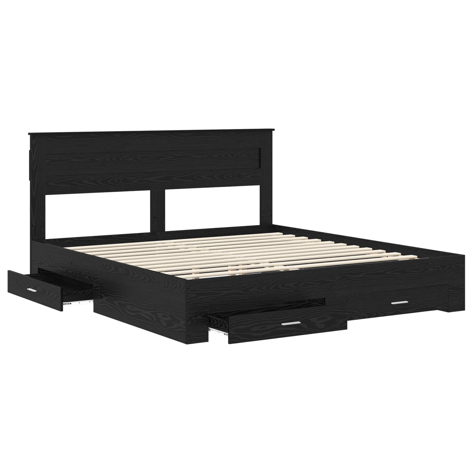 Struttura del letto Rovere Nero 180 x 200 cm Legno multistrato | homemem39