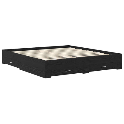 Struttura del letto Rovere Nero 180 x 200 cm Legno multistrato | homemem39