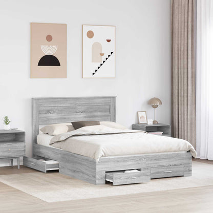 Struttura del letto con testiera Grigio Sonoma 140 x 200 cm | homemem39