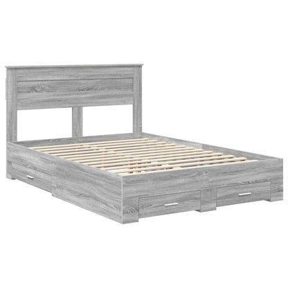 Struttura del letto con testiera Grigio Sonoma 140 x 200 cm | homemem39