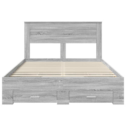 Struttura del letto con testiera Grigio Sonoma 140 x 200 cm | homemem39