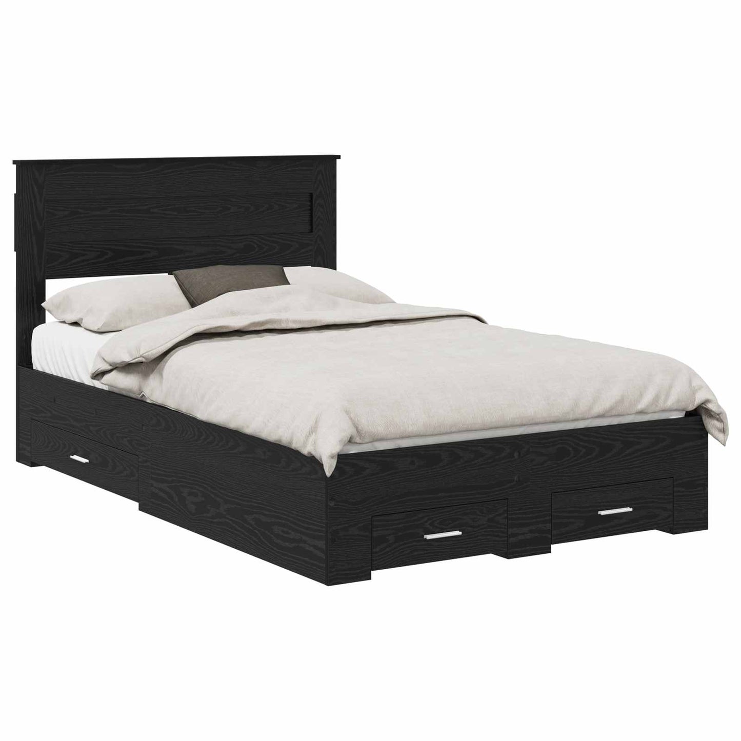 Struttura del letto Rovere Nero 135 x 190 cm Legno multistrato | homemem39