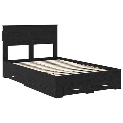 Struttura del letto Rovere Nero 135 x 190 cm Legno multistrato | homemem39