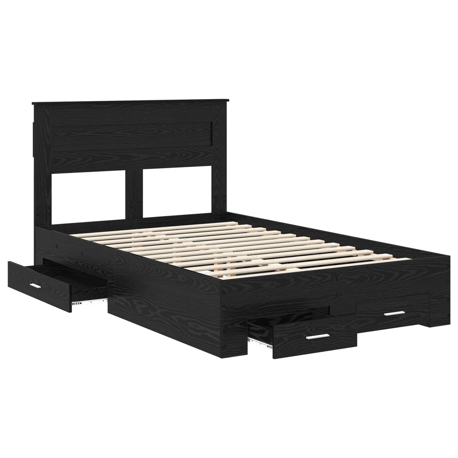 Struttura del letto Rovere Nero 135 x 190 cm Legno multistrato | homemem39