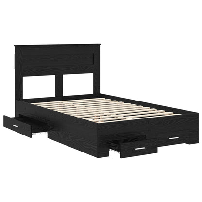 Struttura del letto Rovere Nero 135 x 190 cm Legno multistrato | homemem39