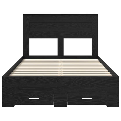 Struttura del letto Rovere Nero 135 x 190 cm Legno multistrato | homemem39