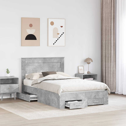 Struttura del letto con testiera Grigio cemento 135 x 190 cm | homemem39