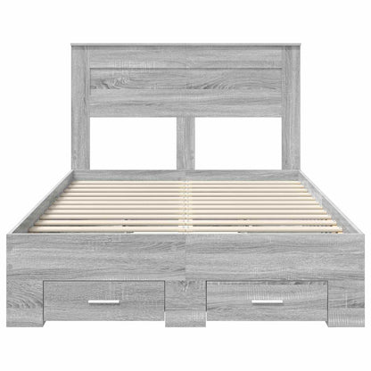 Struttura del letto con testiera Grigio Sonoma 135 x 190 cm | homemem39