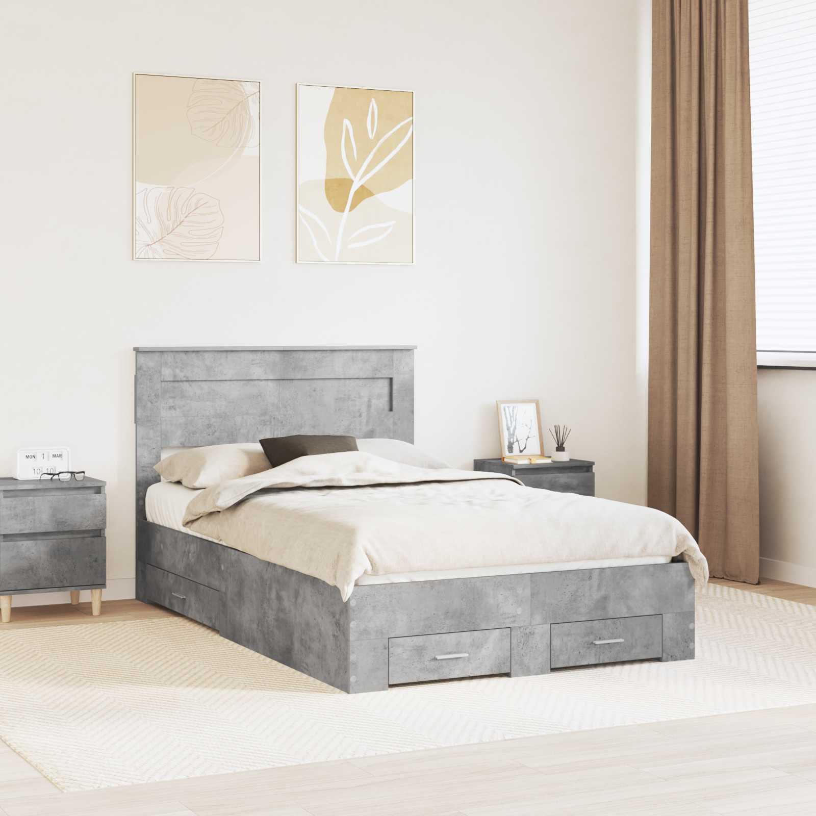 Struttura del letto con testiera Grigio cemento 120 x 190 cm | homemem39