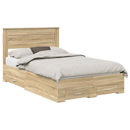 Struttura del letto con testiera Rovere Sonoma 120 x 200 cm | homemem39