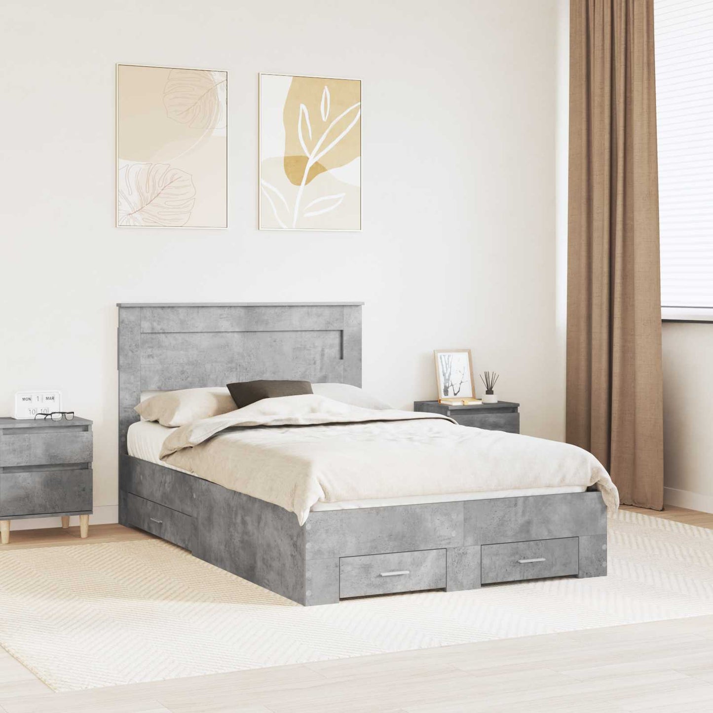 Struttura del letto con testiera Grigio cemento 120 x 200 cm | homemem39