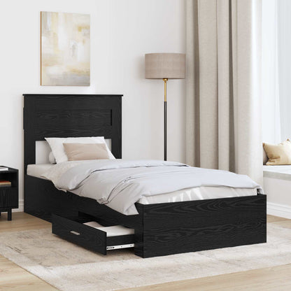 Struttura del letto Rovere Nero 100 x 200 cm Legno multistrato | homemem39