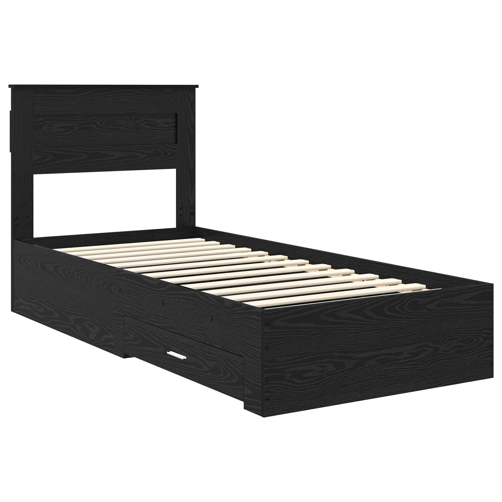 Struttura del letto Rovere Nero 100 x 200 cm Legno multistrato | homemem39