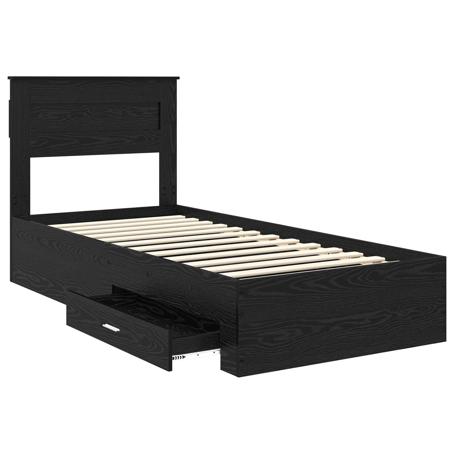 Struttura del letto Rovere Nero 100 x 200 cm Legno multistrato | homemem39