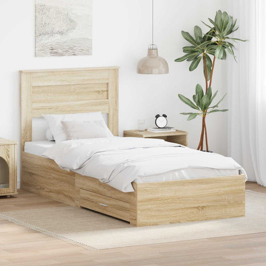 Struttura del letto con testiera Rovere Sonoma 100 x 200 cm | homemem39