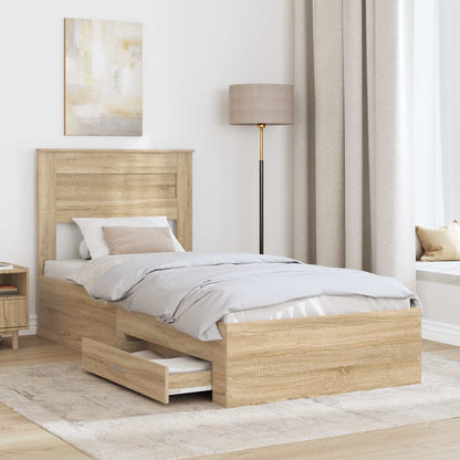 Struttura del letto con testiera Rovere Sonoma 100 x 200 cm | homemem39
