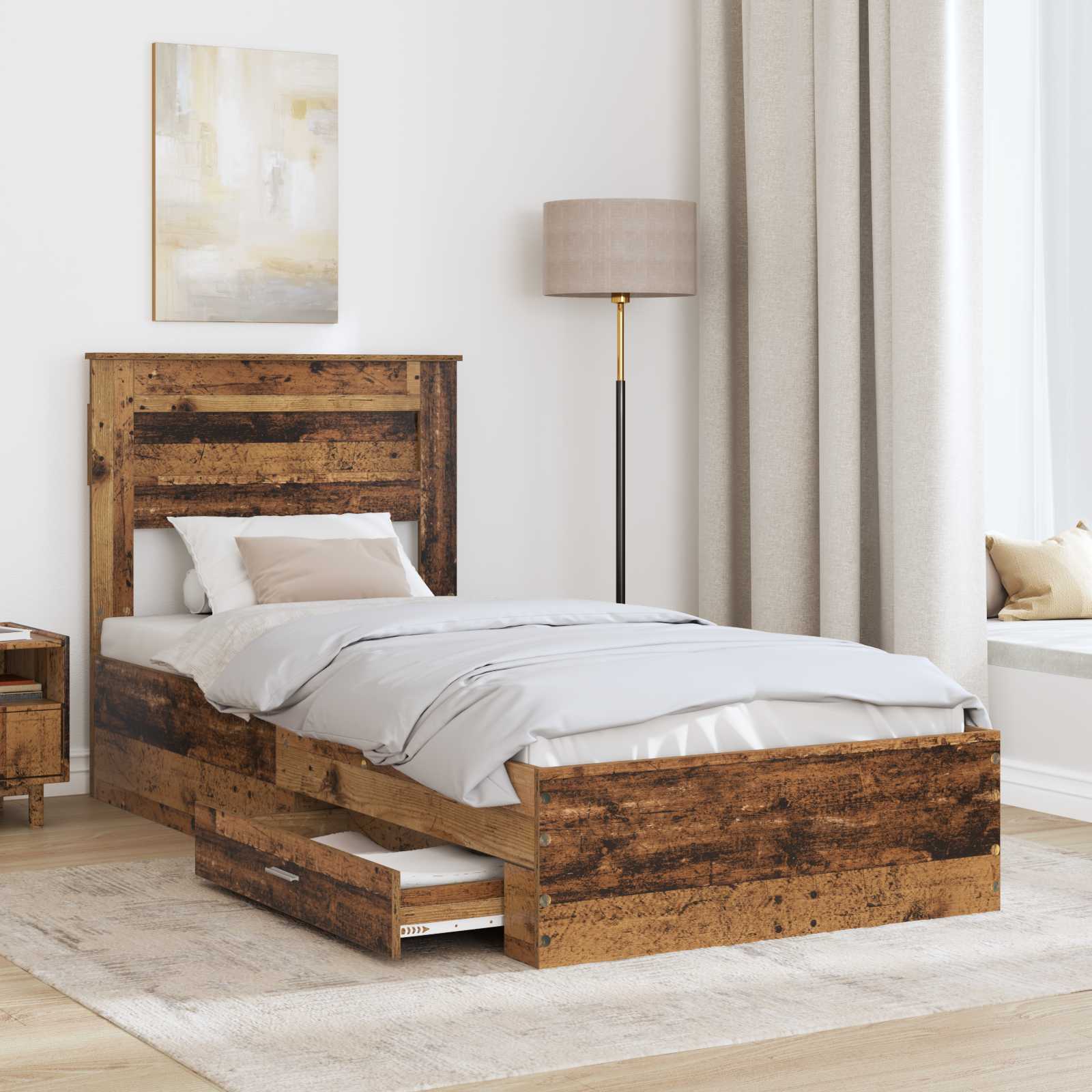 Struttura del letto con testiera Legno vecchio 100 x 200 cm | homemem39