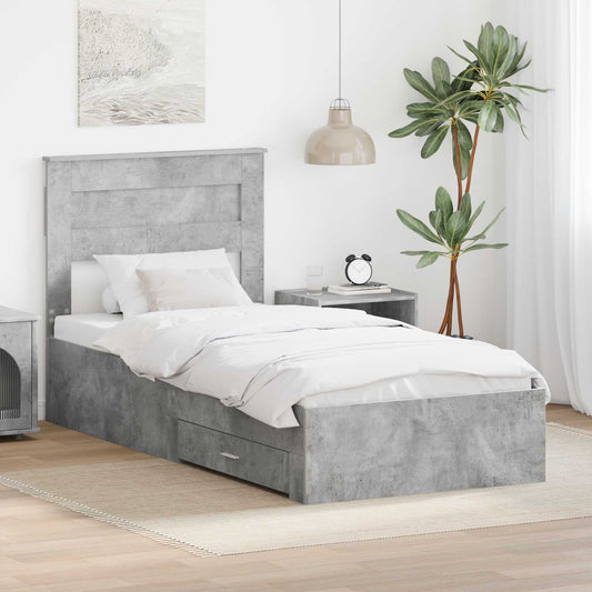 Struttura del letto con testiera Grigio cemento 90 x 190 cm | homemem39