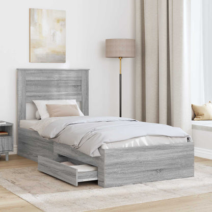 Struttura del letto Grigio Sonoma 90 x 200 cm Legno multistrato | homemem39