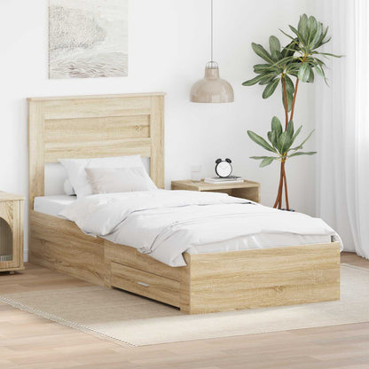 Struttura del letto Rovere Sonoma e Argento 75 x 190 cm | homemem39