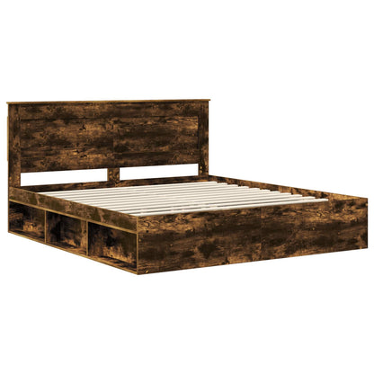Struttura del letto Rovere fumé 200 x 200 cm Pino massello | homemem39