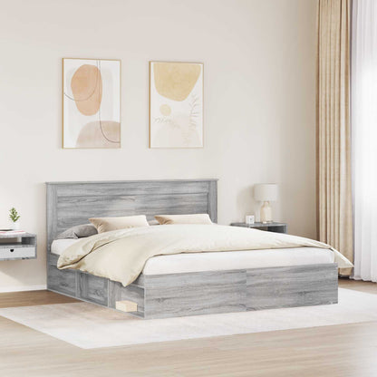 Struttura del letto Grigio Sonoma 200 x 200 cm Pino massello | homemem39