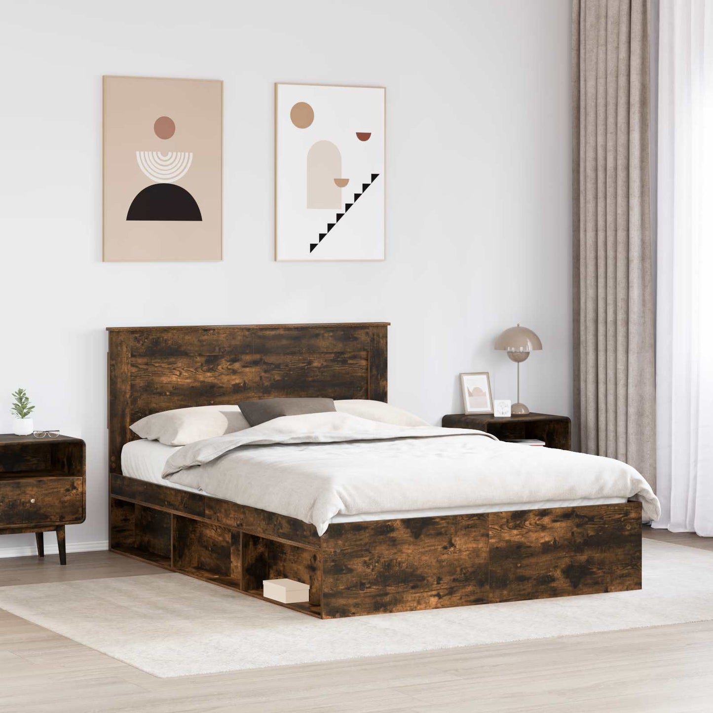 Struttura del letto Rovere fumé 160 x 200 cm Pino massello | homemem39