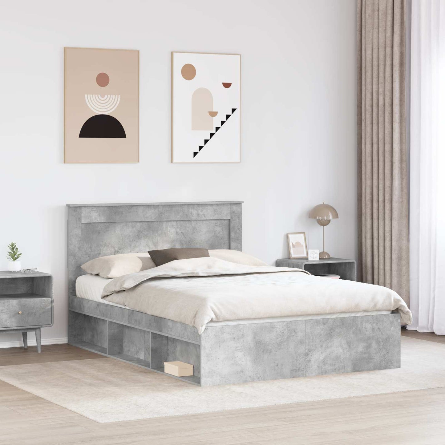 Struttura del letto Grigio Concretè 150 x 200 cm Pino massello | homemem39