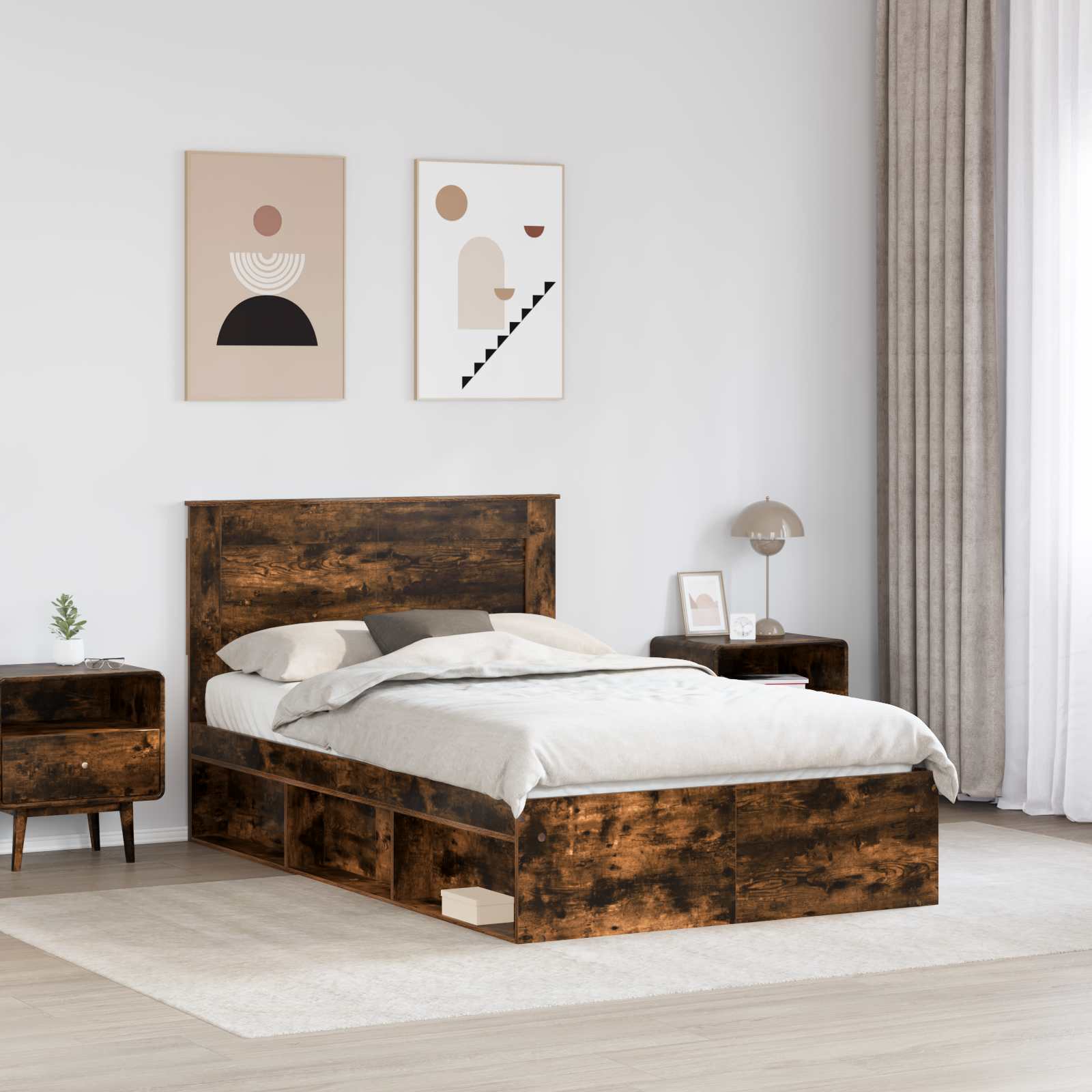 Struttura del letto Rovere fumé 120 x 190 cm Pino massello | homemem39