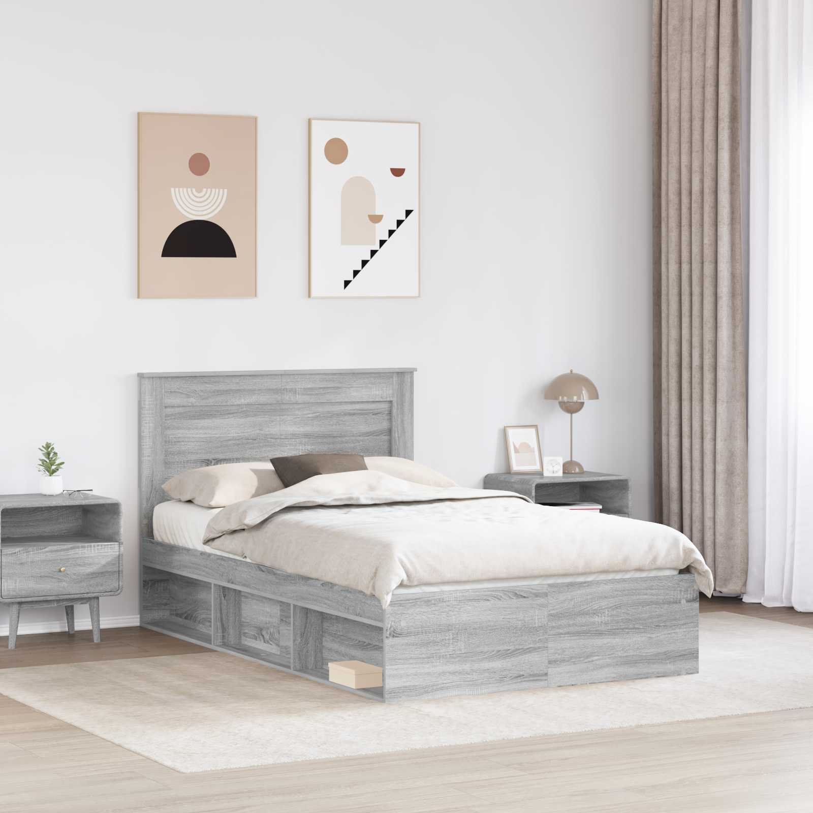 Struttura del letto Grigio Sonoma 120 x 190 cm Pino massello | homemem39