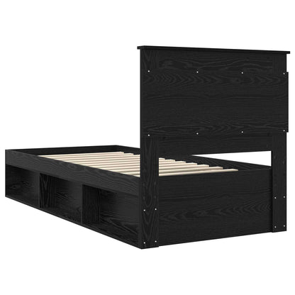 Struttura del letto con testiera Nero 90 x 190 cm Pino massello | homemem39