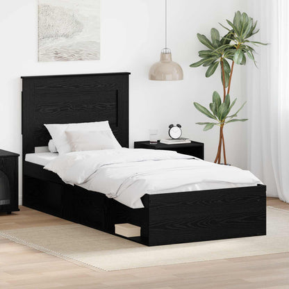 Struttura del letto con testiera Nero 90 x 200 cm Pino massello | homemem39