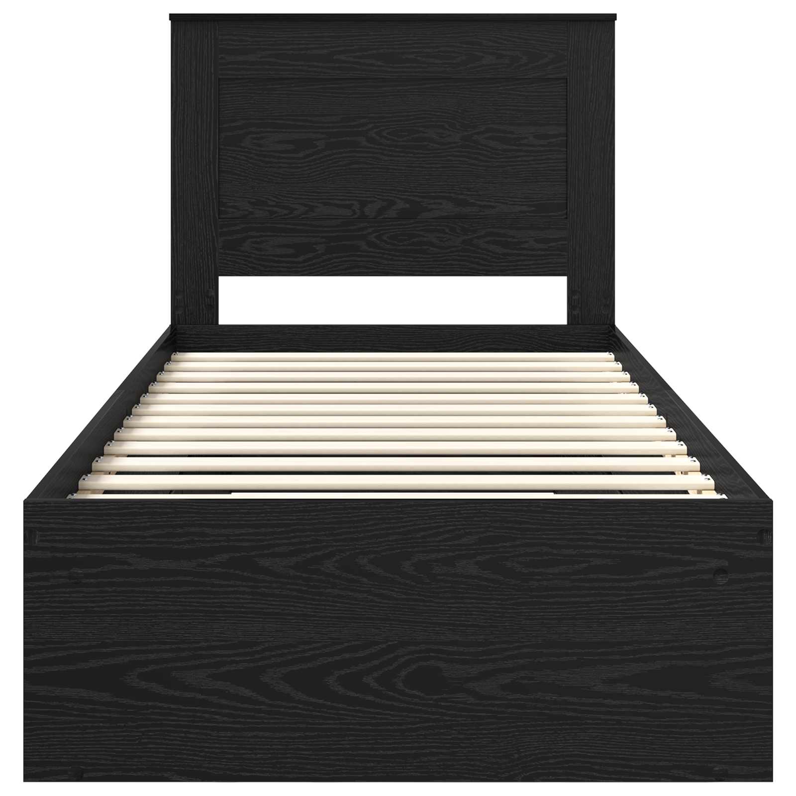 Struttura del letto con testiera Nero 90 x 200 cm Pino massello | homemem39