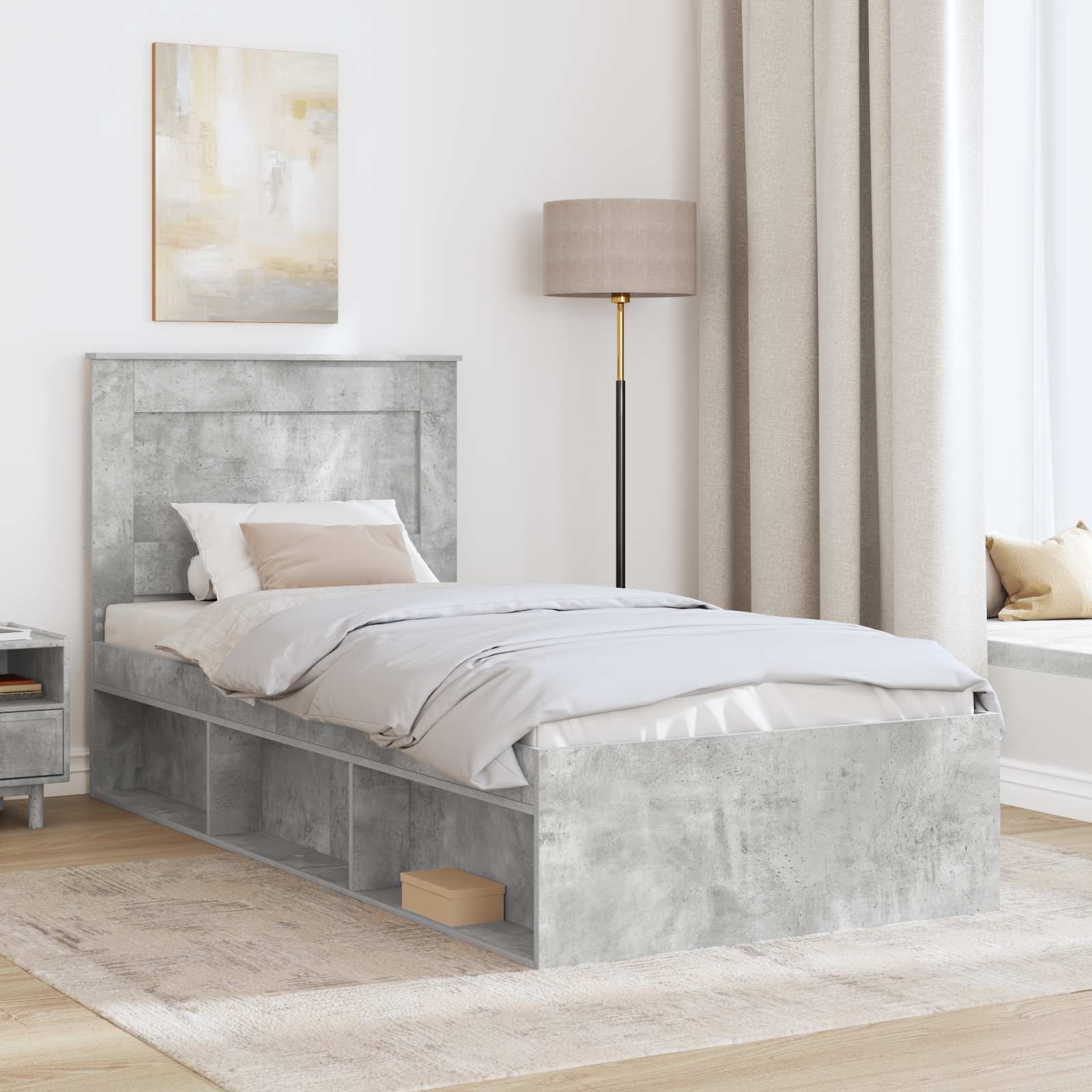 Struttura del letto Calcestruzzo 90 x 200 cm Pino massello | homemem39