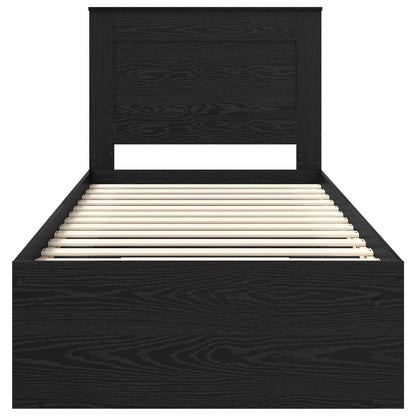 Struttura del letto con testiera Nero 75 x 190 cm Pino massello | homemem39