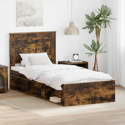 Struttura del letto Rovere fumé 75 x 190 cm Pino massello