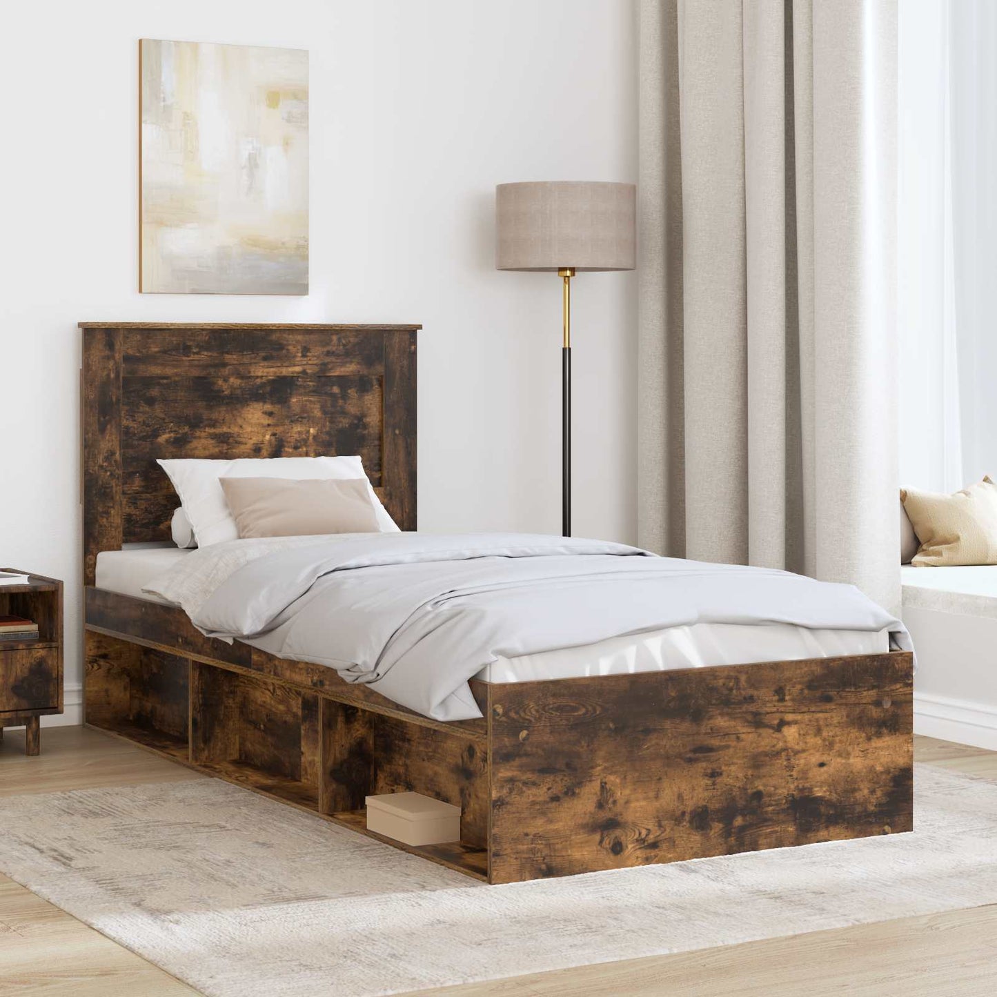 Struttura del letto Rovere fumé 75 x 190 cm Pino massello | homemem39