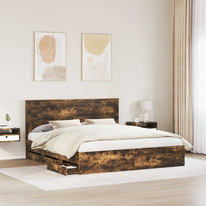 Struttura del letto con cassetto Rovere fumé 200 x 200 cm