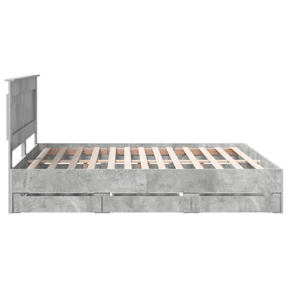 Struttura del letto con cassetto Grigio cemento 180 x 200 cm