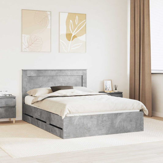 Struttura del letto con cassetto Grigio cemento 150 x 200 cm