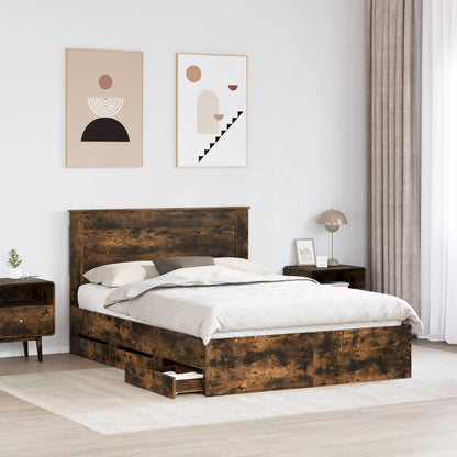 Struttura del letto con cassetto Rovere fumé 150 x 200 cm