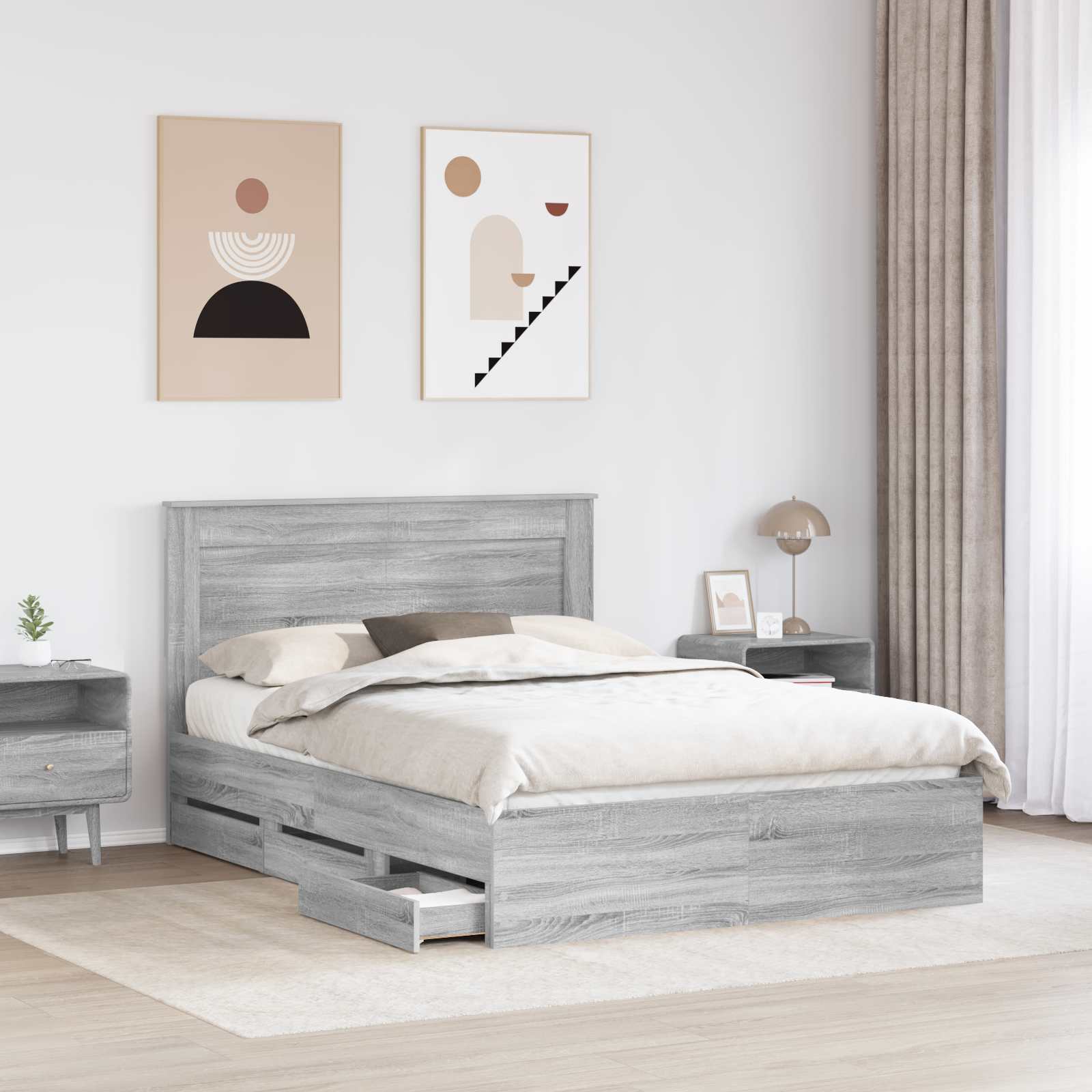 Struttura del letto con cassetto Grigio Sonoma 140 x 190 cm | homemem39